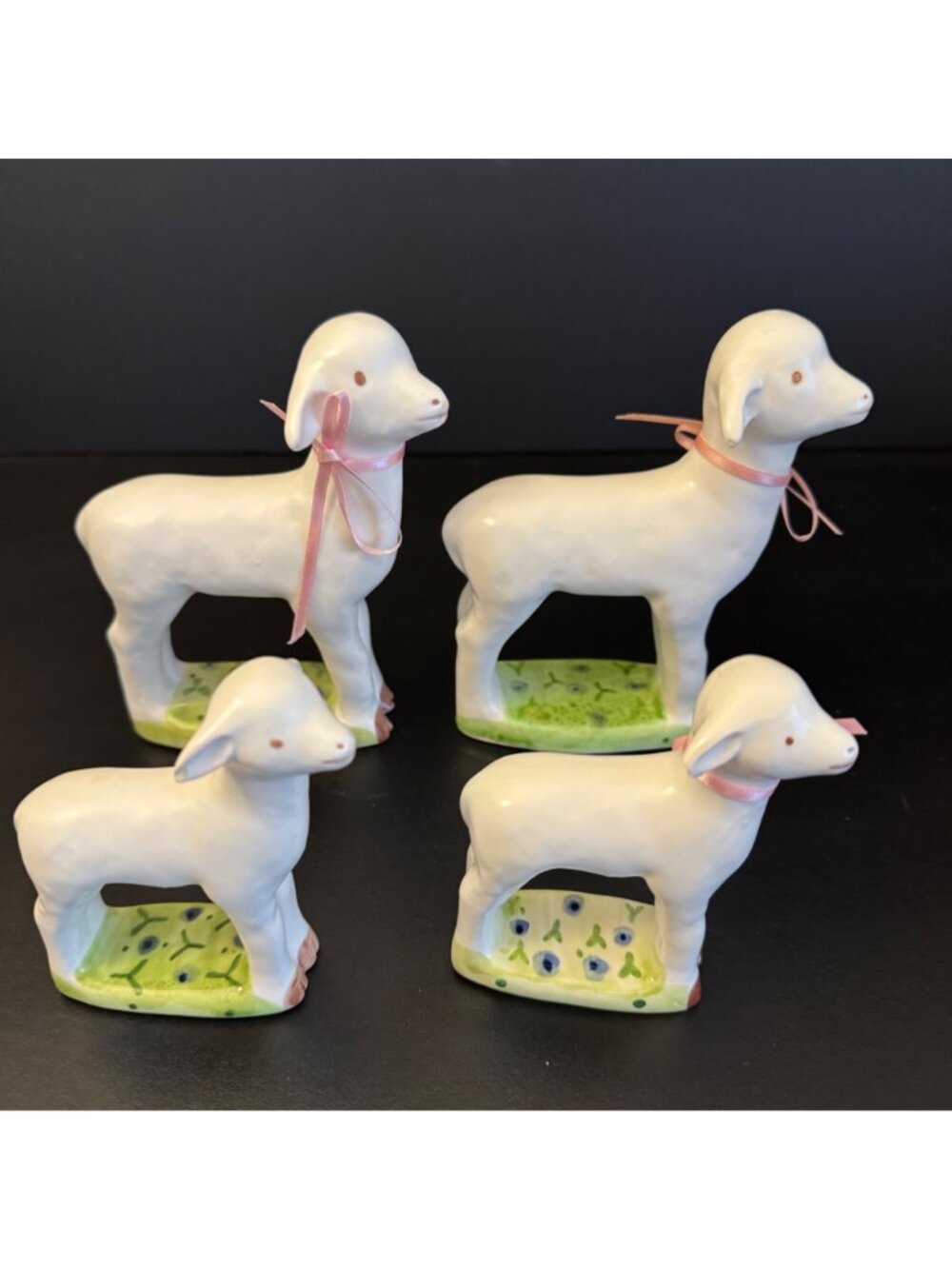 Vintage Dept 56 Sheep Lamb Family Figurines Set of 4 Farmhouse Made in Japan - Picture 3 of 14